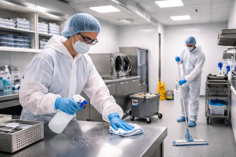 Nettoyage d'une salle de stérilisation à Lyon après des travaux